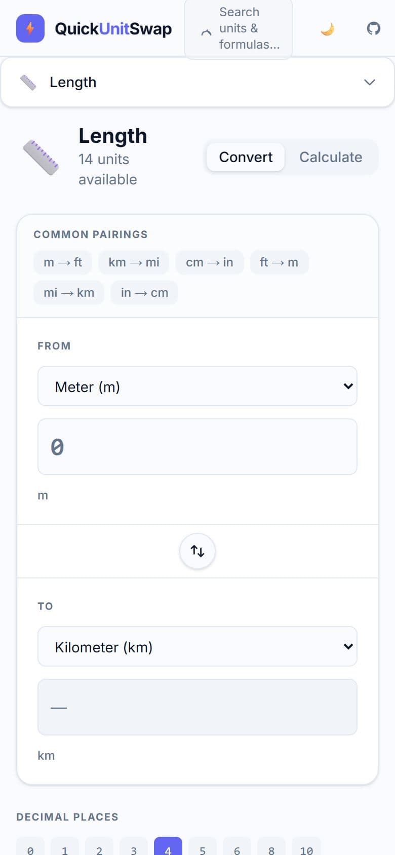QuickUnitSwap on a phone