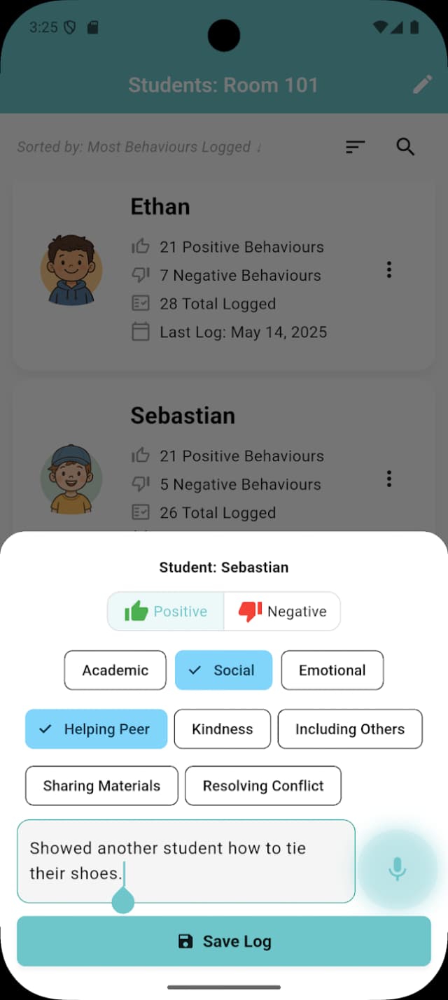 Logging Behaviour page