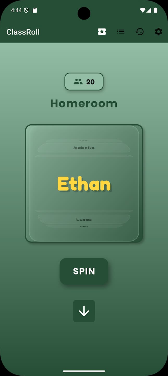 The name spinner landing on Ethan, in a class of twenty